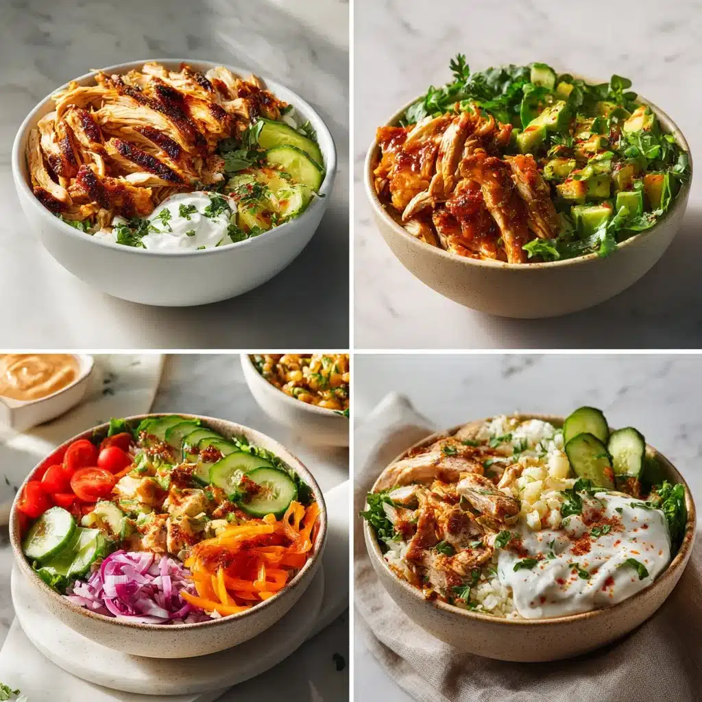 Delicious Chicken Rice Bowl topped with tender chicken and fresh herbs