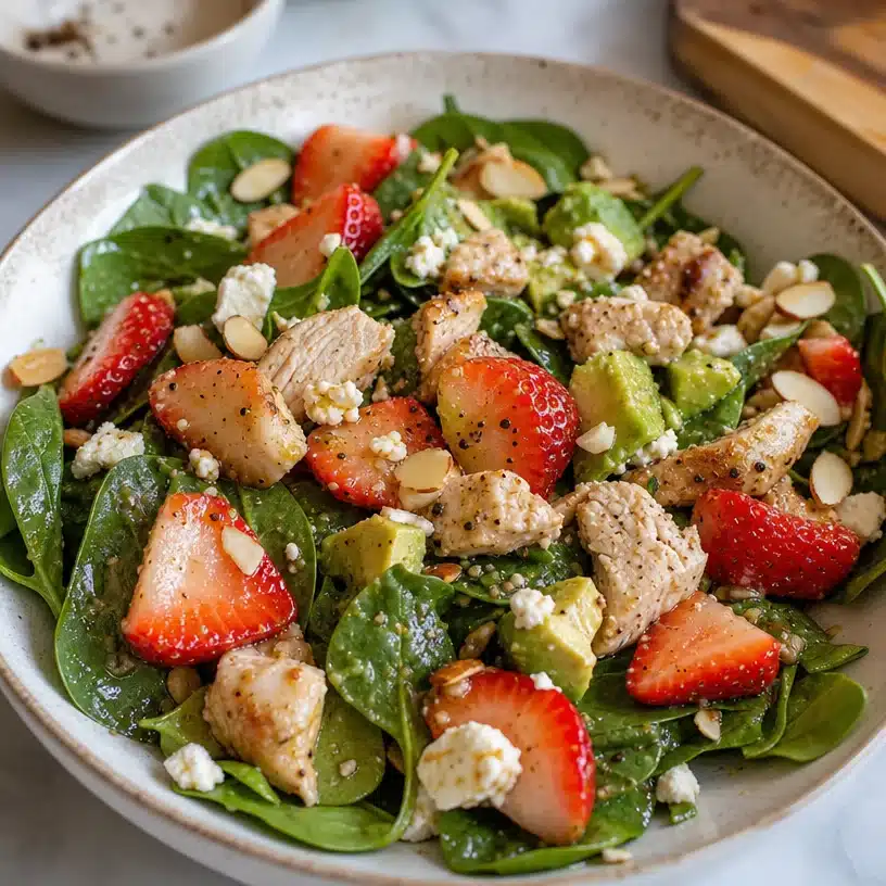 Delicious Strawberry Spinach Chicken Salad Recipe 2 Strawberry Spinach Chicken Salad