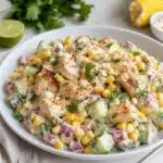 Delicious Street Corn Creamy Cucumber Chicken Salad on a plate
